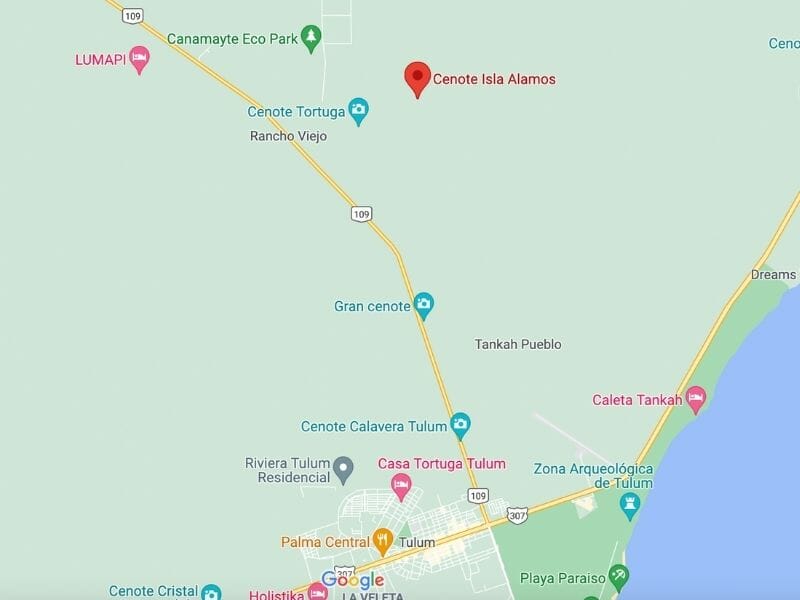 Cenote isla Alamo Map