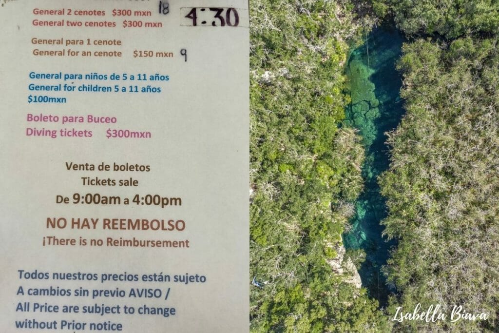 Cenote Cristal and Escondido rates