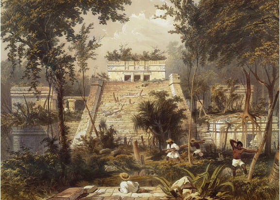 lithograph catherwood castle tulum