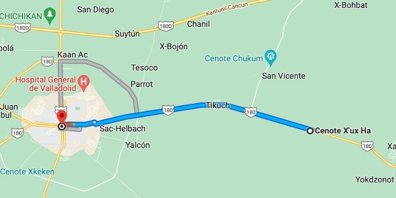 Cenote Xux-ha map