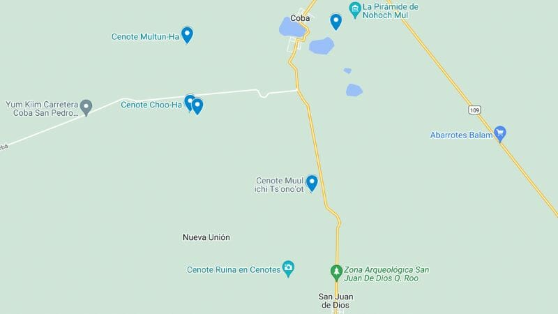 Coba Cenotes Map