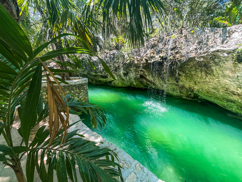Cenote Casa del Alux waterfall