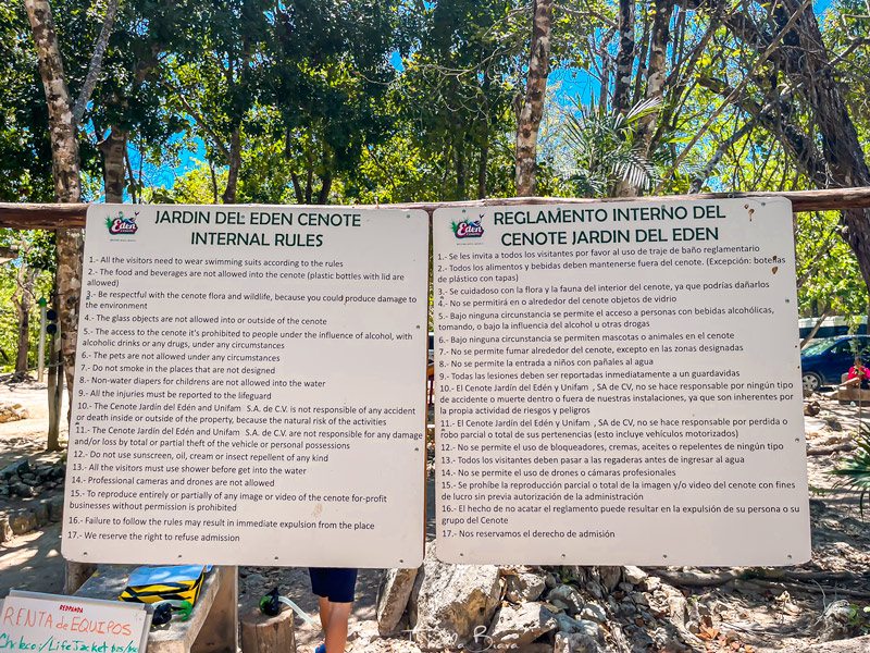 Eden Cenotes Rules