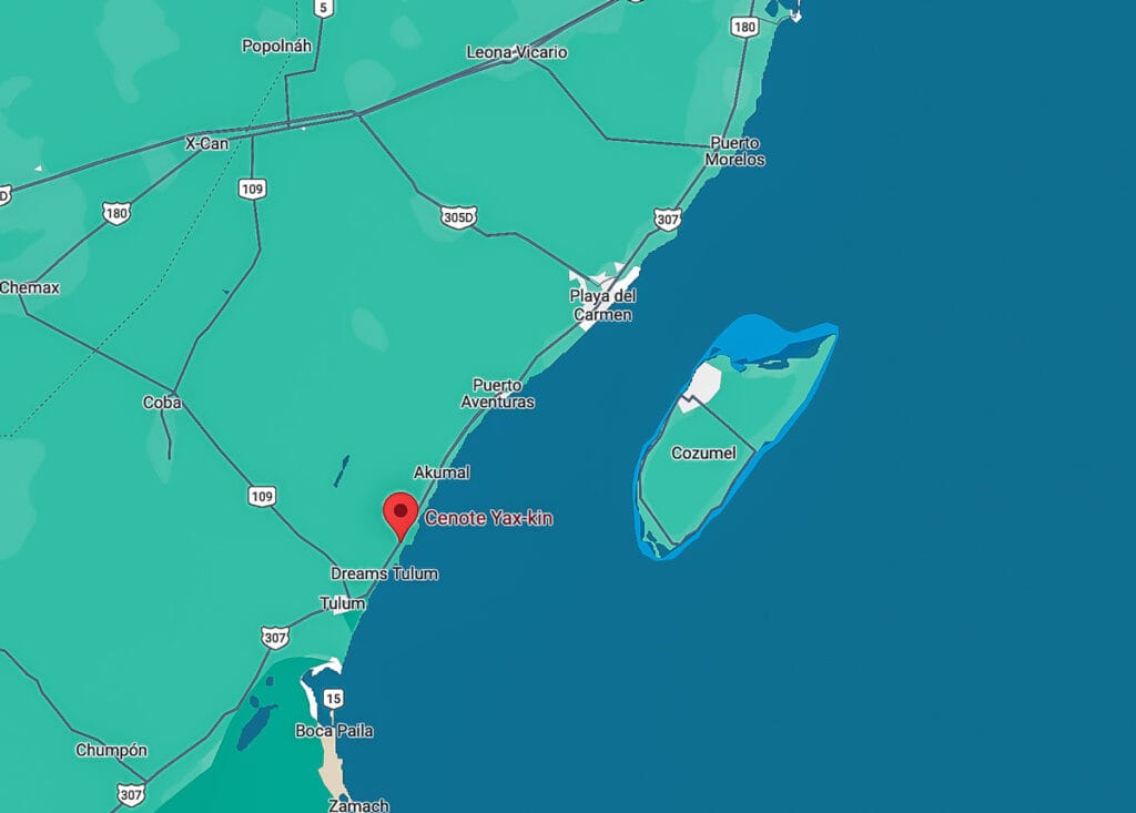 CENOTE YAX KIN MAP