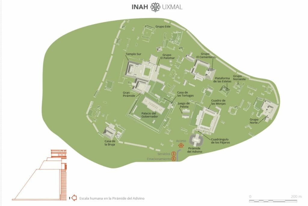 map uxmal ruins